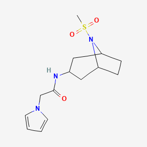 molecular formula C14H21N3O3S B3014259 N-(8-(methylsulfonyl)-8-azabicyclo[3.2.1]octan-3-yl)-2-(1H-pyrrol-1-yl)acetamide CAS No. 2034525-42-1