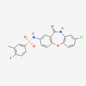 molecular formula C20H14ClFN2O4S B3014260 N-(8-chloro-11-oxo-10,11-dihydrodibenzo[b,f][1,4]oxazepin-2-yl)-4-fluoro-3-methylbenzenesulfonamide CAS No. 922036-04-2