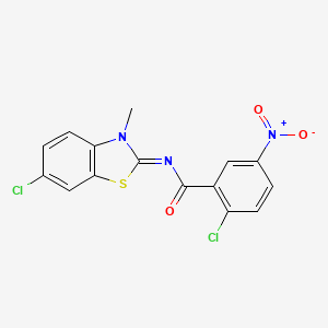 molecular formula C15H9Cl2N3O3S B3014267 2-chloro-N-[(2Z)-6-chloro-3-methyl-2,3-dihydro-1,3-benzothiazol-2-ylidene]-5-nitrobenzamide CAS No. 313548-42-4