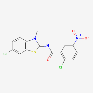 molecular formula C15H9Cl2N3O3S B3014267 2-chloro-N-(6-chloro-3-methyl-1,3-benzothiazol-2-ylidene)-5-nitrobenzamide CAS No. 313548-42-4