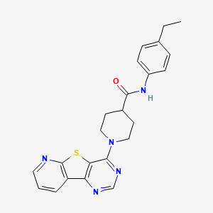 molecular formula C23H23N5OS B3014279 N-(4-ethylphenyl)-1-(8-thia-3,5,10-triazatricyclo[7.4.0.02,7]trideca-1(9),2(7),3,5,10,12-hexaen-6-yl)piperidine-4-carboxamide CAS No. 1112384-21-0