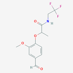 molecular formula C13H14F3NO4 B3014281 2-(4-formyl-2-methoxyphenoxy)-N-(2,2,2-trifluoroethyl)propanamide CAS No. 938934-48-6