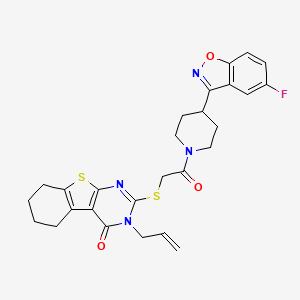2-[2-[4-(5-Fluoro-1,2-benzoxazol-3-yl)piperidin-1-yl]-2-oxoethyl]sulfanyl-3-prop-2-enyl-5,6,7,8-tetrahydro-[1]benzothiolo[2,3-d]pyrimidin-4-one