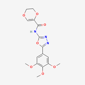 molecular formula C16H17N3O7 B3014286 N-(5-(3,4,5-trimethoxyphenyl)-1,3,4-oxadiazol-2-yl)-5,6-dihydro-1,4-dioxine-2-carboxamide CAS No. 891123-02-7