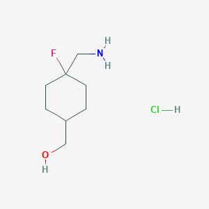 molecular formula C8H17ClFNO B3014294 [4-(Aminomethyl)-4-fluorocyclohexyl]methanol;hydrochloride CAS No. 2377036-08-1