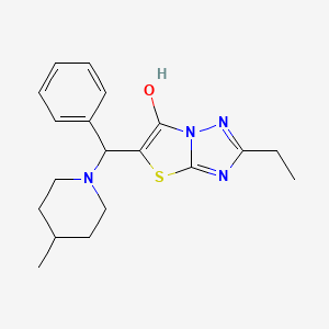 B3014299 2-Ethyl-5-((4-methylpiperidin-1-yl)(phenyl)methyl)thiazolo[3,2-b][1,2,4]triazol-6-ol CAS No. 898361-75-6