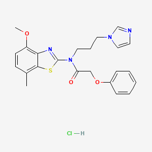 molecular formula C23H25ClN4O3S B3014306 N-(3-(1H-imidazol-1-yl)propyl)-N-(4-methoxy-7-methylbenzo[d]thiazol-2-yl)-2-phenoxyacetamide hydrochloride CAS No. 1216958-69-8