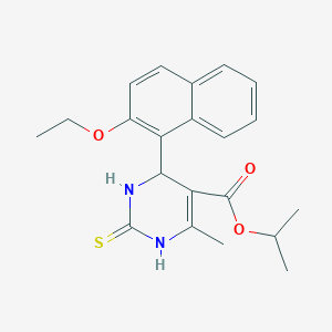 molecular formula C21H24N2O3S B3014308 Isopropyl 4-(2-ethoxynaphthalen-1-yl)-6-methyl-2-thioxo-1,2,3,4-tetrahydropyrimidine-5-carboxylate CAS No. 305851-73-4