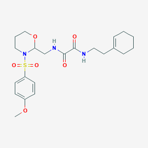 molecular formula C22H31N3O6S B3014311 N1-(2-(cyclohex-1-en-1-yl)ethyl)-N2-((3-((4-methoxyphenyl)sulfonyl)-1,3-oxazinan-2-yl)methyl)oxalamide CAS No. 872880-77-8