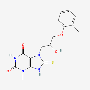molecular formula C16H18N4O4S B3014342 7-(2-hydroxy-3-(o-tolyloxy)propyl)-8-mercapto-3-methyl-1H-purine-2,6(3H,7H)-dione CAS No. 392249-22-8