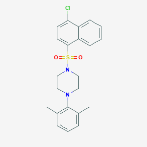 molecular formula C22H23ClN2O2S B3014344 1-((4-Chloronaphthalen-1-yl)sulfonyl)-4-(2,6-dimethylphenyl)piperazine CAS No. 1903689-64-4