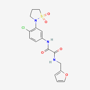 molecular formula C16H16ClN3O5S B3014363 N'-[4-chloro-3-(1,1-dioxo-1lambda6,2-thiazolidin-2-yl)phenyl]-N-[(furan-2-yl)methyl]ethanediamide CAS No. 1105230-45-2