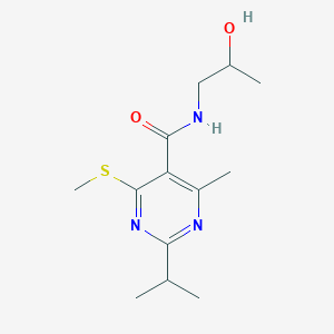 molecular formula C13H21N3O2S B3014371 N-(2-hydroxypropyl)-4-methyl-6-(methylsulfanyl)-2-(propan-2-yl)pyrimidine-5-carboxamide CAS No. 1623484-13-8