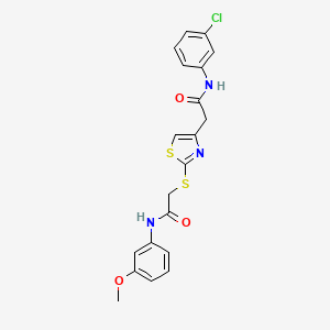 molecular formula C20H18ClN3O3S2 B3014392 N-(3-chlorophenyl)-2-(2-((2-((3-methoxyphenyl)amino)-2-oxoethyl)thio)thiazol-4-yl)acetamide CAS No. 941961-57-5