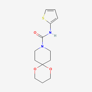 molecular formula C13H18N2O3S B3014409 N-(thiophen-2-yl)-1,5-dioxa-9-azaspiro[5.5]undecane-9-carboxamide CAS No. 1351601-13-2