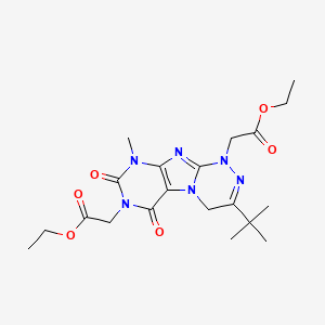 molecular formula C20H28N6O6 B3014425 diethyl 2,2'-(3-(tert-butyl)-9-methyl-6,8-dioxo-8,9-dihydro-[1,2,4]triazino[3,4-f]purine-1,7(4H,6H)-diyl)diacetate CAS No. 898443-57-7