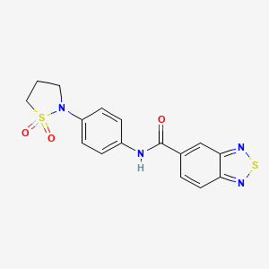 molecular formula C16H14N4O3S2 B3014426 N-(4-(1,1-dioxidoisothiazolidin-2-yl)phenyl)benzo[c][1,2,5]thiadiazole-5-carboxamide CAS No. 1206988-59-1