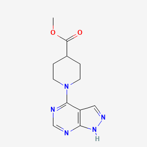 molecular formula C12H15N5O2 B3014437 methyl 1-(1H-pyrazolo[3,4-d]pyrimidin-4-yl)piperidine-4-carboxylate CAS No. 1021219-82-8