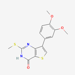 molecular formula C15H14N2O3S2 B3014447 7-(3,4-dimethoxyphenyl)-2-(methylsulfanyl)thieno[3,2-d]pyrimidin-4(3H)-one CAS No. 1291487-10-9