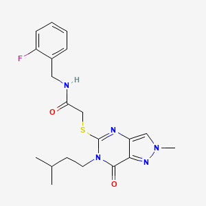 molecular formula C20H24FN5O2S B3014460 N-(2-fluorobenzyl)-2-((6-isopentyl-2-methyl-7-oxo-6,7-dihydro-2H-pyrazolo[4,3-d]pyrimidin-5-yl)thio)acetamide CAS No. 2319788-56-0