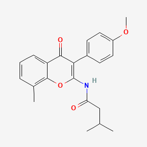molecular formula C22H23NO4 B3014465 N-[3-(4-methoxyphenyl)-8-methyl-4-oxo-4H-chromen-2-yl]-3-methylbutanamide CAS No. 883961-66-8