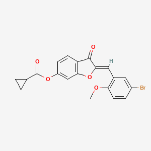 molecular formula C20H15BrO5 B3014472 (Z)-2-(5-bromo-2-methoxybenzylidene)-3-oxo-2,3-dihydrobenzofuran-6-yl cyclopropanecarboxylate CAS No. 622799-04-6