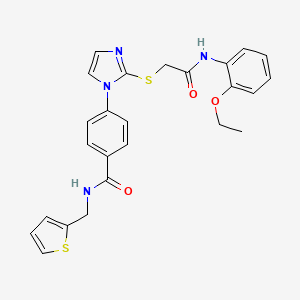 molecular formula C25H24N4O3S2 B3014492 4-(2-((2-((2-ethoxyphenyl)amino)-2-oxoethyl)thio)-1H-imidazol-1-yl)-N-(thiophen-2-ylmethyl)benzamide CAS No. 1207058-77-2