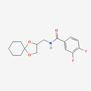 molecular formula C16H19F2NO3 B3014531 N-(1,4-dioxaspiro[4.5]decan-2-ylmethyl)-3,4-difluorobenzamide CAS No. 900006-44-2