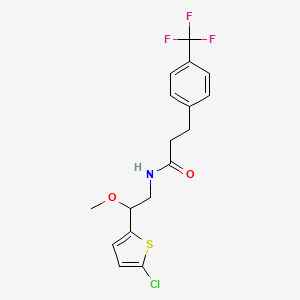 molecular formula C17H17ClF3NO2S B3014538 N-[2-(5-chlorothiophen-2-yl)-2-methoxyethyl]-3-[4-(trifluoromethyl)phenyl]propanamide CAS No. 2034598-43-9