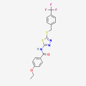 molecular formula C19H16F3N3O2S2 B3014570 4-ethoxy-N-(5-((4-(trifluoromethyl)benzyl)thio)-1,3,4-thiadiazol-2-yl)benzamide CAS No. 392301-48-3