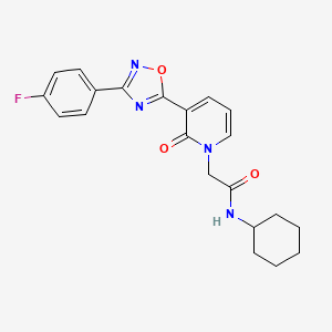 molecular formula C21H21FN4O3 B3014604 N-cyclohexyl-2-(3-(3-(4-fluorophenyl)-1,2,4-oxadiazol-5-yl)-2-oxopyridin-1(2H)-yl)acetamide CAS No. 1251633-77-8