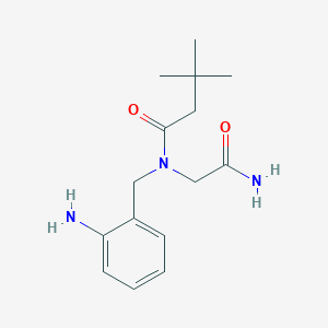 molecular formula C15H23N3O2 B3014690 N-[(2-aminophenyl)methyl]-N-(carbamoylmethyl)-3,3-dimethylbutanamide CAS No. 1156635-10-7