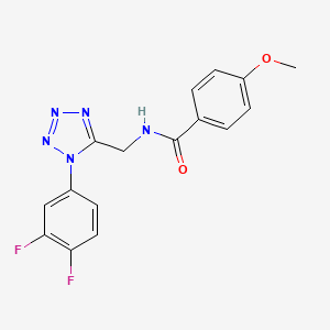 molecular formula C16H13F2N5O2 B3014694 N-((1-(3,4-difluorophenyl)-1H-tetrazol-5-yl)methyl)-4-methoxybenzamide CAS No. 1005292-73-8
