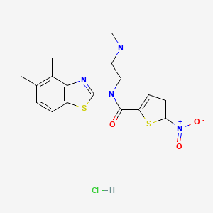 molecular formula C18H21ClN4O3S2 B3014695 N-(2-(dimethylamino)ethyl)-N-(4,5-dimethylbenzo[d]thiazol-2-yl)-5-nitrothiophene-2-carboxamide hydrochloride CAS No. 1217115-12-2