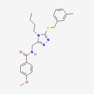 molecular formula C23H28N4O2S B3014699 N-[(4-butyl-5-{[(3-methylphenyl)methyl]sulfanyl}-4H-1,2,4-triazol-3-yl)methyl]-4-methoxybenzamide CAS No. 476449-13-5