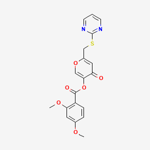 molecular formula C19H16N2O6S B3014713 [4-Oxo-6-(pyrimidin-2-ylsulfanylmethyl)pyran-3-yl] 2,4-dimethoxybenzoate CAS No. 877635-68-2