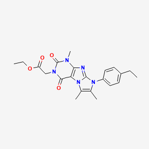 molecular formula C22H25N5O4 B3014744 ethyl 2-(8-(4-ethylphenyl)-1,6,7-trimethyl-2,4-dioxo-1H-imidazo[2,1-f]purin-3(2H,4H,8H)-yl)acetate CAS No. 877644-74-1