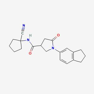 molecular formula C20H23N3O2 B3014752 N-(1-cyanocyclopentyl)-1-(2,3-dihydro-1H-inden-5-yl)-5-oxopyrrolidine-3-carboxamide CAS No. 1356761-95-9