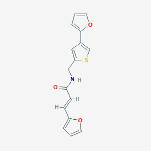 (E)-3-(Furan-2-yl)-N-[[4-(furan-2-yl)thiophen-2-yl]methyl]prop-2-enamide