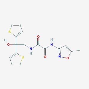 molecular formula C16H15N3O4S2 B3014806 N'-[2-hydroxy-2,2-bis(thiophen-2-yl)ethyl]-N-(5-methyl-1,2-oxazol-3-yl)ethanediamide CAS No. 2097884-48-3