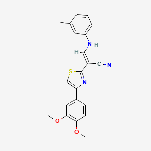 (E)-2-(4-(3,4-dimethoxyphenyl)thiazol-2-yl)-3-(m-tolylamino)acrylonitrile