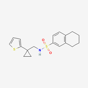 molecular formula C18H21NO2S2 B3014825 N-((1-(thiophen-2-yl)cyclopropyl)methyl)-5,6,7,8-tetrahydronaphthalene-2-sulfonamide CAS No. 1207007-49-5
