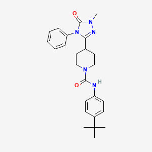 molecular formula C25H31N5O2 B3014840 N-(4-(tert-butyl)phenyl)-4-(1-methyl-5-oxo-4-phenyl-4,5-dihydro-1H-1,2,4-triazol-3-yl)piperidine-1-carboxamide CAS No. 1421481-94-8
