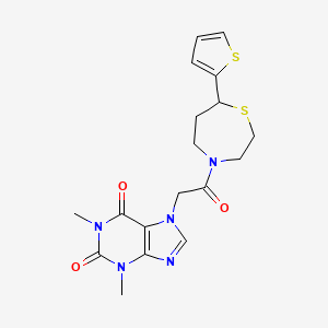 1,3-dimethyl-7-(2-oxo-2-(7-(thiophen-2-yl)-1,4-thiazepan-4-yl)ethyl)-1H-purine-2,6(3H,7H)-dione