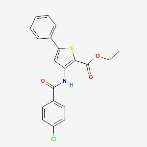 molecular formula C20H16ClNO3S B3014867 Ethyl 3-(4-chlorobenzamido)-5-phenylthiophene-2-carboxylate CAS No. 391867-53-1