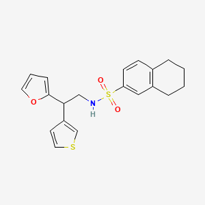 molecular formula C20H21NO3S2 B3014876 N-(2-(furan-2-yl)-2-(thiophen-3-yl)ethyl)-5,6,7,8-tetrahydronaphthalene-2-sulfonamide CAS No. 2097935-33-4