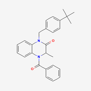 molecular formula C27H28N2O2 B3014881 4-benzoyl-1-[4-(tert-butyl)benzyl]-3-methyl-3,4-dihydro-2(1H)-quinoxalinone CAS No. 317822-25-6