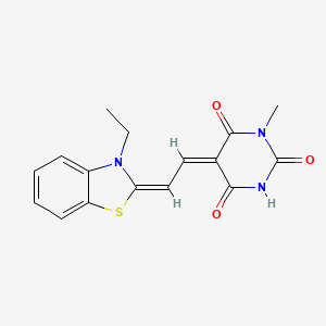 (E)-5-((E)-2-(3-ethylbenzo[d]thiazol-2(3H)-ylidene)ethylidene)-1-methylpyrimidine-2,4,6(1H,3H,5H)-trione