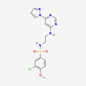 molecular formula C16H17ClN6O3S B3014898 N-(2-((6-(1H-pyrazol-1-yl)pyrimidin-4-yl)amino)ethyl)-3-chloro-4-methoxybenzenesulfonamide CAS No. 1170137-73-1