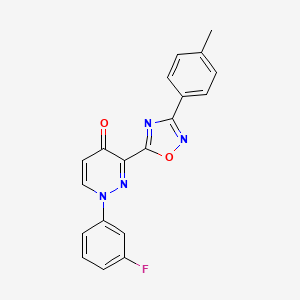 molecular formula C19H13FN4O2 B3014941 1-(3-氟苯基)-3-(3-(对甲苯基)-1,2,4-恶二唑-5-基)吡啶嗪-4(1H)-酮 CAS No. 1113122-92-1